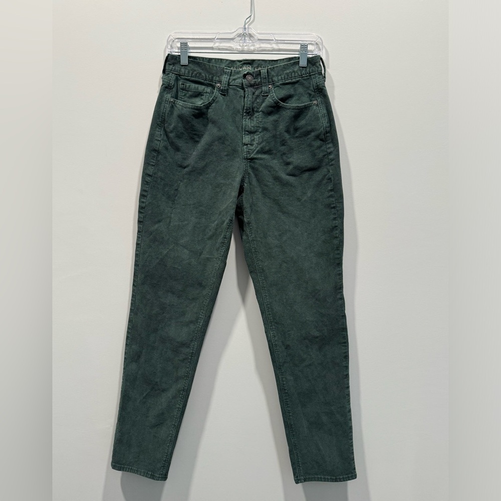 American Eagle Outfitters Forest Green High-Rise Straight Jeans